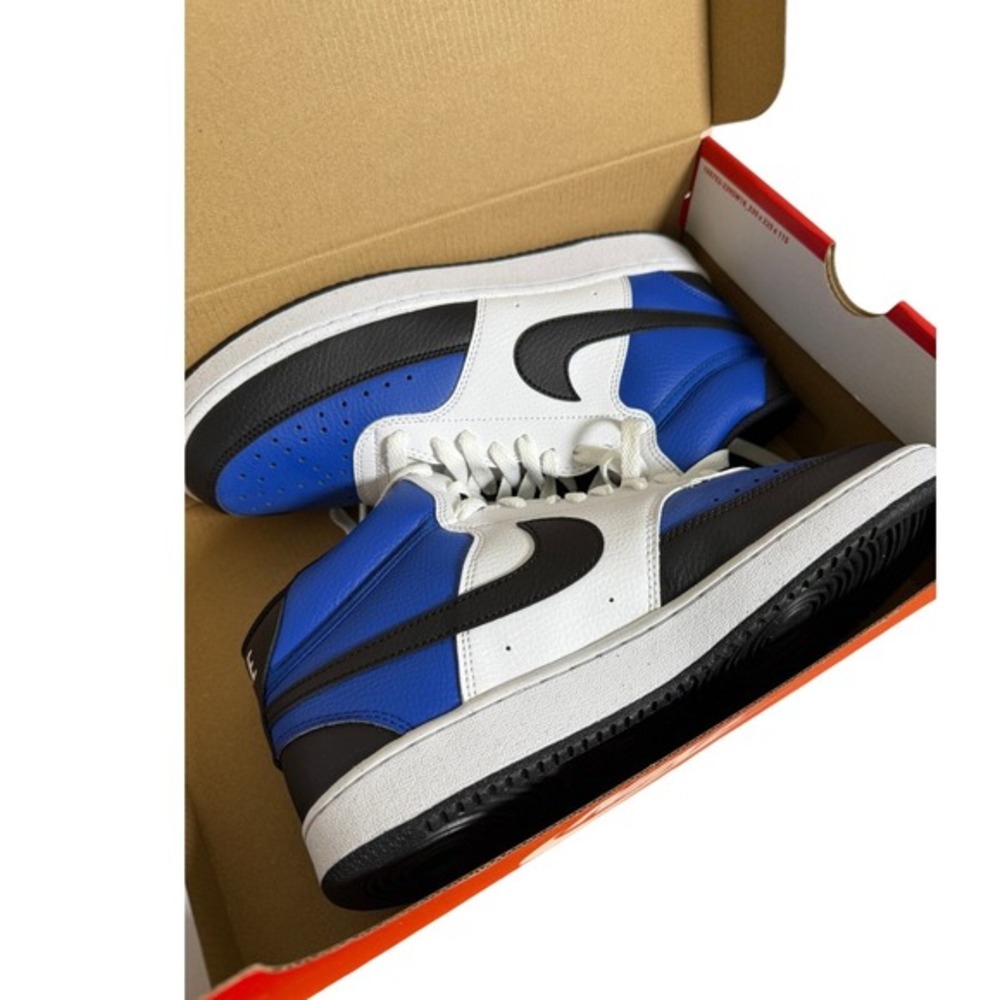 NEW Nike Court Vision Mid NN Mens 9 Sneakers Game Royal Black White‎ FQ8740-480 - Picture 3 of 14